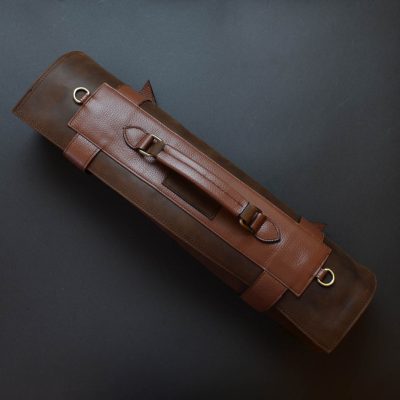 Knife Roll Leather Brown