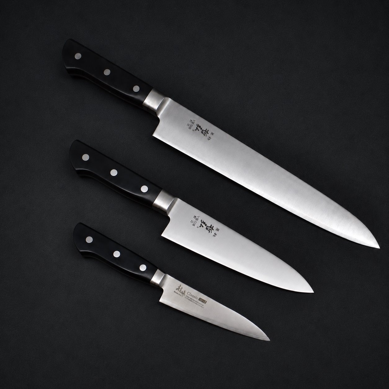 Basic-Knife-set-3_Tetsuhirogyuto_TetsuhiroSlicer_Muratopetty Basic Knife Set # 3 - Image 1